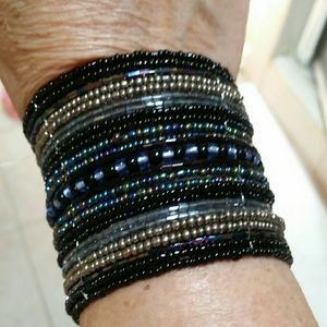 Blue and Black bracelet cuff